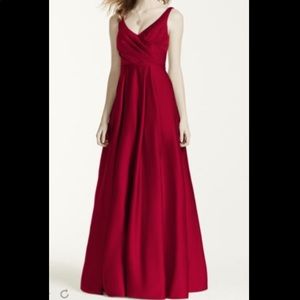 David’s Bridal - Satin Tank Long Ball Gown - Apple